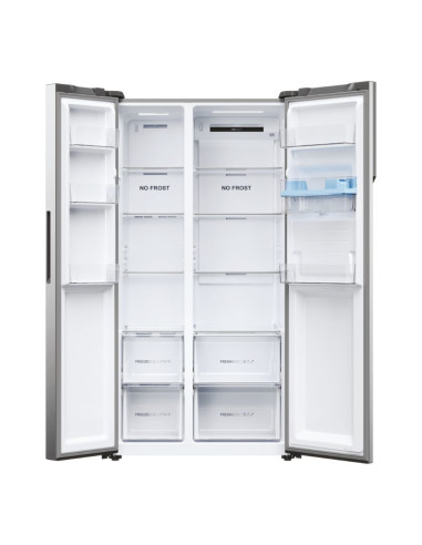 Haier SBS 90 Serie 5 HSR5918DWMP frigorifero side-by-side Libera installazione 521 L D Platino, Acciaio inox