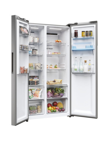 Haier SBS 90 Serie 5 HSR5918DWMP frigorifero side-by-side Libera installazione 521 L D Platino, Acciaio inox