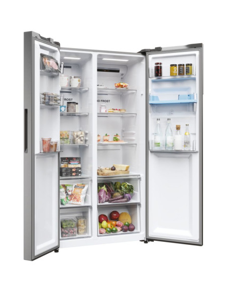 Haier SBS 90 Serie 5 HSR5918DWMP frigorifero side-by-side Libera installazione 521 L D Platino, Acciaio inox
