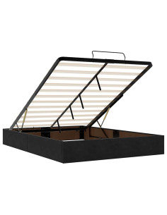 Struttura Letto Pouf con Materassi Nero 140x200 cm in Velluto