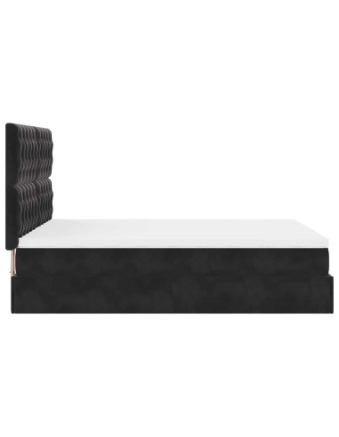 Struttura Letto Pouf con Materassi Nero 140x200 cm in Velluto