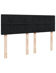 Struttura Letto Pouf con Materasso Nero 140x200 cm in Velluto 2