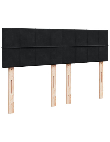 Struttura Letto Pouf con Materasso Nero 140x200 cm in Velluto