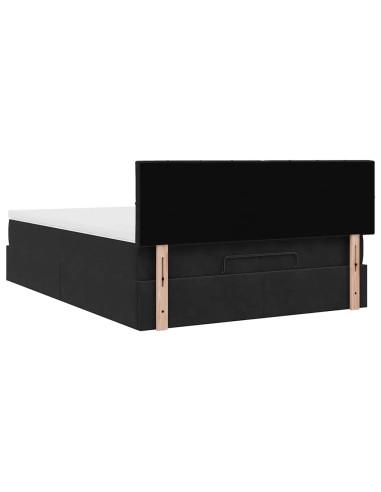 Struttura Letto Pouf con Materasso Nero 140x200 cm in Velluto