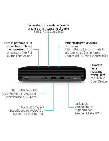 HP Elite Mini 805 G8 Desktop PC AMD Ryzen™ 7 5700GE 1 TB SSD Windows 11 Pro Mini PC Nero