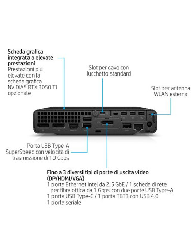 HP Elite Mini 805 G8 Desktop PC AMD Ryzen™ 7 5700GE 1 TB SSD Windows 11 Pro Mini PC Nero