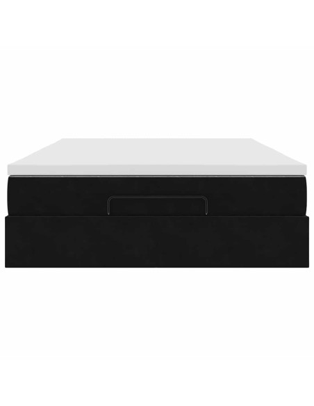 Struttura Letto Pouf con Materasso Nero 140x200 cm in Velluto