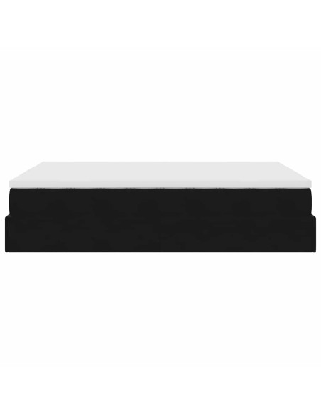 Struttura Letto Pouf con Materasso Nero 140x200 cm in Velluto