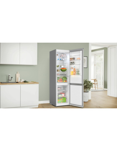 Bosch Serie 4 KGN397LDF Frigorifero combinato da libera installazione 203 x 60 cm Metal look Classe D