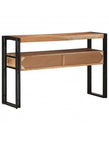 Tavolini  Neri 120x33x75 cm in Legno Massello di Acacia e Metallo