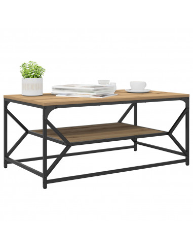 Tavolino da caffè  con piano in Rovere Artigianale 90x50x40 cm in Legno Ingenerizzato
