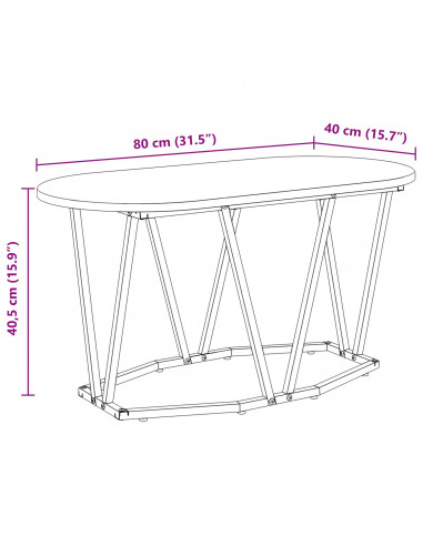 Tavolino da caffè  in legno riciclato 80x40x40,5 cm in legno ingegnerizzato e metallo