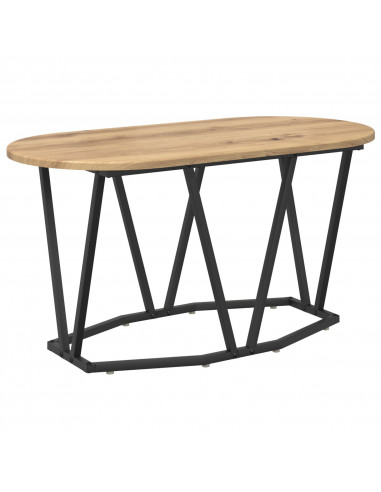 Tavolino da caffè  in rovere, 80x40x40,5 cm, in legno ingegnerizzato e metallo