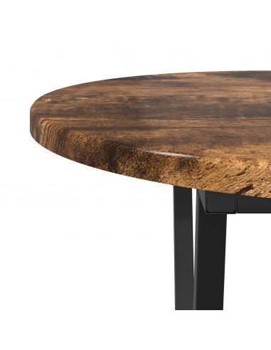 Tavolino da caffè in rovere affumicato 80x40x40,5 cm in legno ingegnerizzato e metallo