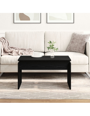 Tavolino da caffè in rovere nero 68x38x50 cm in legno ingegnerizzato