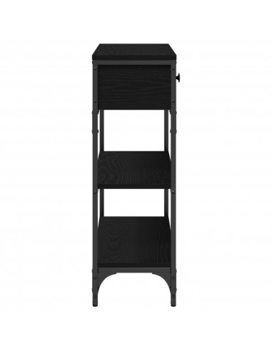 Tavolino Nero Rovere 72,5x25x75 cm Legno ingegnerizzato & Acciaio