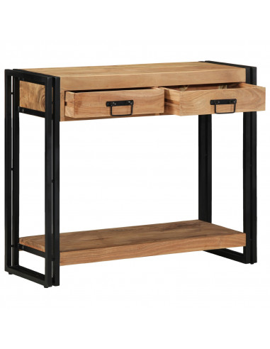 vitaXL Tavolino Consolle Nero 90x33x75 cm Legno massello di acacia e Metallo