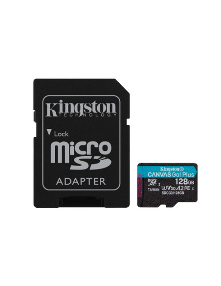 Kingston Technology Scheda microSDXC Canvas Go Plus 170R A2 U3 V30 da 128GB + adattatore