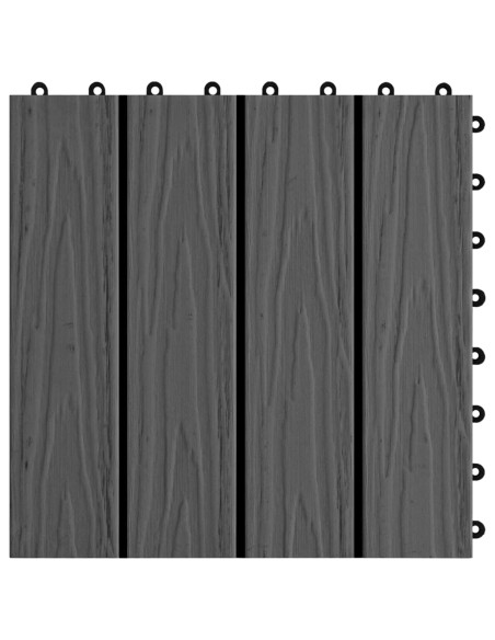 Piastrelle per Decking 11 pz Goffrature WPC 30x30 cm 1 mq Nero