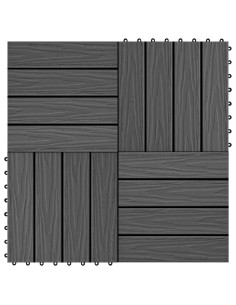 Piastrelle per Decking 11 pz Goffrature WPC 30x30 cm 1 mq Nero 2