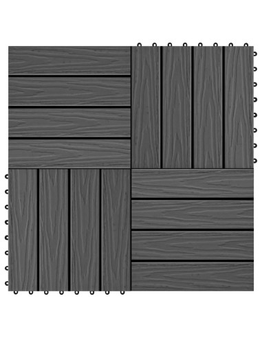 Piastrelle per Decking 11 pz Goffrature WPC 30x30 cm 1 mq Nero