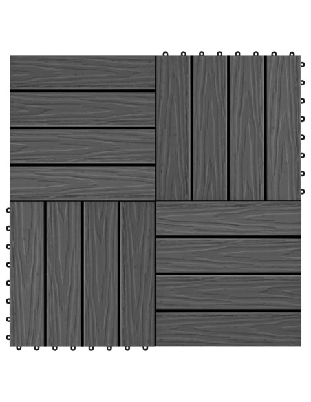 Piastrelle per Decking 11 pz Goffrature WPC 30x30 cm 1 mq Nero