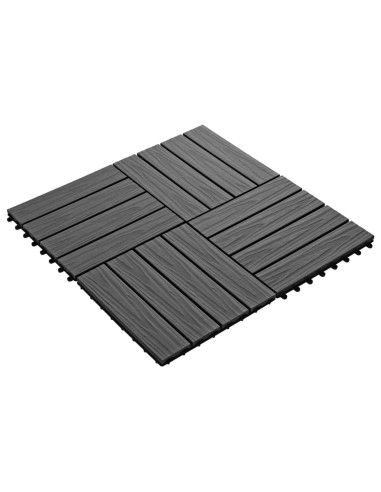 Piastrelle per Decking 11 pz Goffrature WPC 30x30 cm 1 mq Nero
