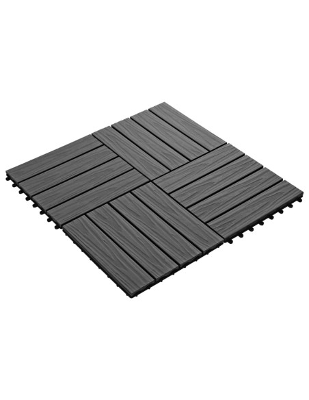 Piastrelle per Decking 11 pz Goffrature WPC 30x30 cm 1 mq Nero