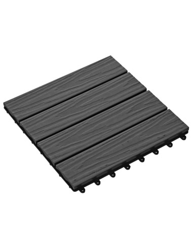 Piastrelle per Decking 11 pz Goffrature WPC 30x30 cm 1 mq Nero