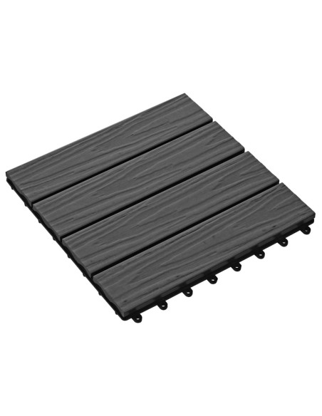 Piastrelle per Decking 11 pz Goffrature WPC 30x30 cm 1 mq Nero