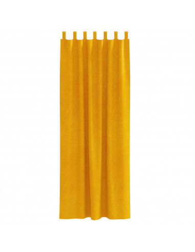 Tende oscuranti  con anelli per appenderle 2 pezzi Giallo senape in velluto