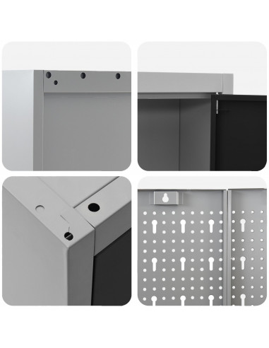 Set di 5 pezzi di armadio da lavoro e pannello forato MDF e metallo nero