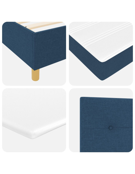 Letto a Sorgente LED con testiera Blu 90 x 200 cm Tessuto