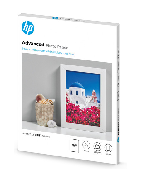 HP Carta fotografica Advanced, lucida, 250 g/m2, 13" x 18" (127 x 178 mm), 25 fogli