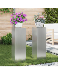 Supporto per piante 2 pcs Argento 24 x 24 x 75 cm