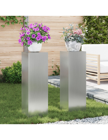 Supporti per Piante da Esterno Pilastro 2 pezzi 24x24x75 cm Acciaio Galvanizzato