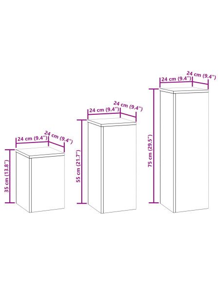 Supporto per piante 3 pcs Bianco Acciaio