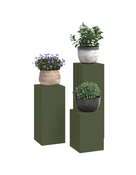 Supporti per piante da esterno  3 pz Verde oliva Acciaio