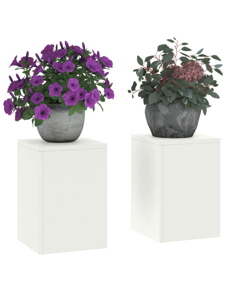 Supporti per Piante da Esterno Pilastro 2 pz Bianco 24x24x35 cm Acciaio