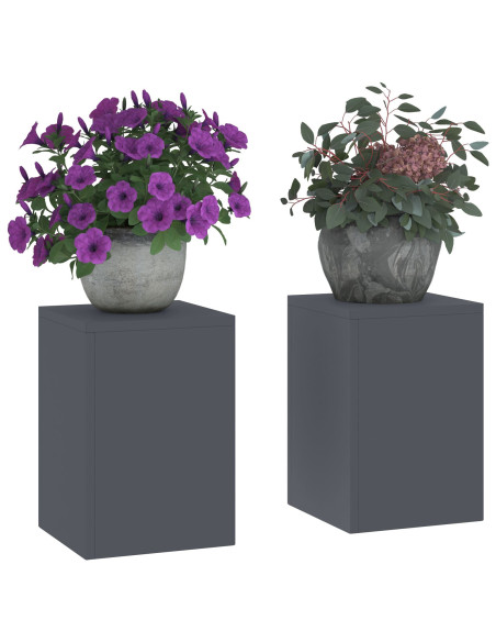 Supporti per Piante da Esterno Pilastro 2 pz Antracite 24x24x35 cm Acciaio