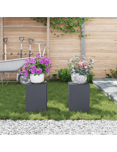 Supporti per Piante da Esterno Pilastro 2 pz Antracite 24x24x35 cm Acciaio