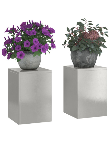 Supporti per Piante da Esterno Colonna 2 pz 24x24x35 cm Acciaio Inossidabile