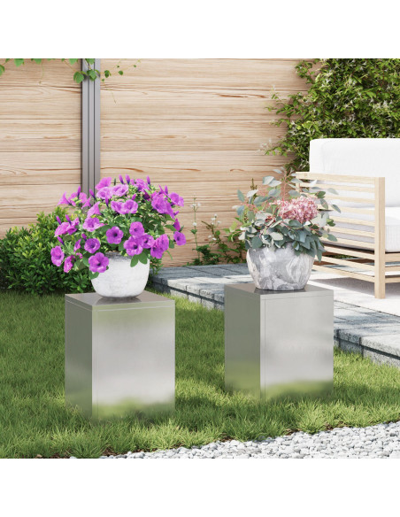Supporti per Piante da Esterno Colonna 2 pz 24x24x35 cm Acciaio Inossidabile