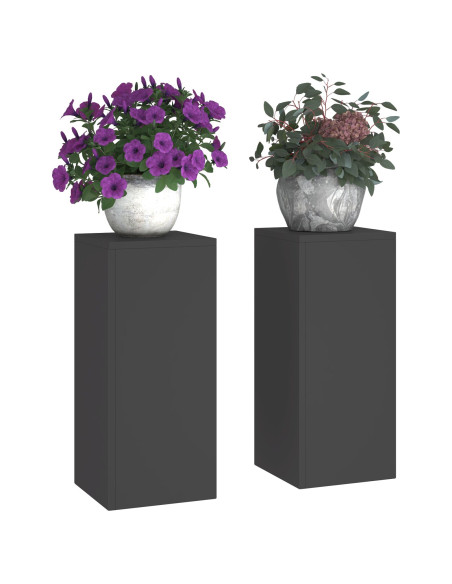 Supporti per Piante da Esterno Pilastro 2 pezzi Nero 24x24x55 cm Acciaio