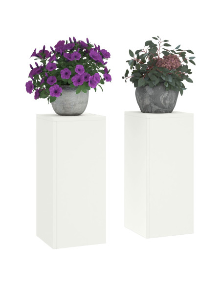 Supporti per piante da esterni Pillar 2 pz Bianco 24x24x55 cm Acciaio