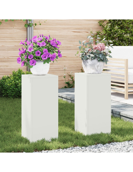 Supporti per piante da esterni Pillar 2 pz Bianco 24x24x55 cm Acciaio