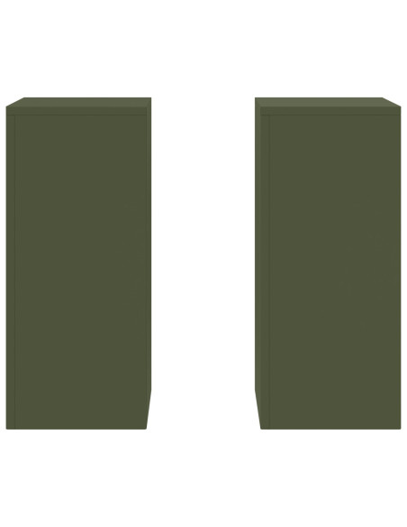 Supporti per Piante da Esterno Pillar 2 pezzi Verde Oliva 24x24x55 cm Acciaio