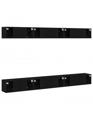 Set di Mobile TV in 6 Pezzi in Legno Ingegnerizzato Nero