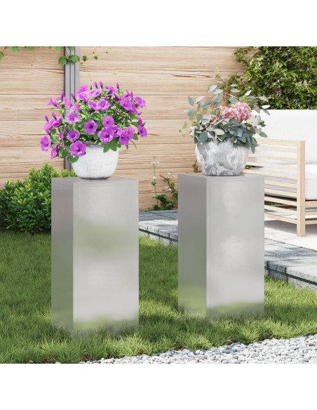 Supporti per Piante da Esterno Pillar 2 pz 24x24x55 cm Acciaio Inossidabile