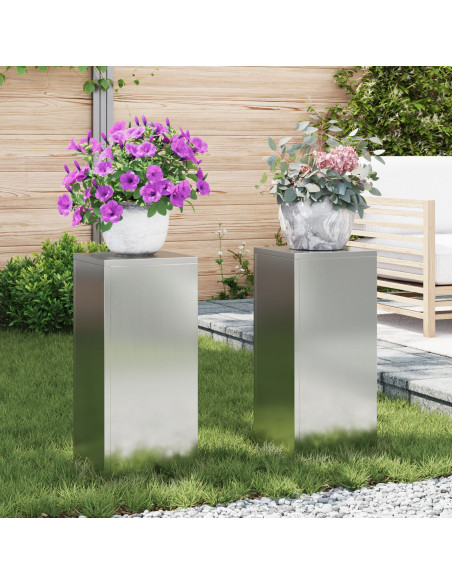Supporti per Piante da Giardino Pillar 2 pezzi 24x24x55 cm Acciaio Zincato